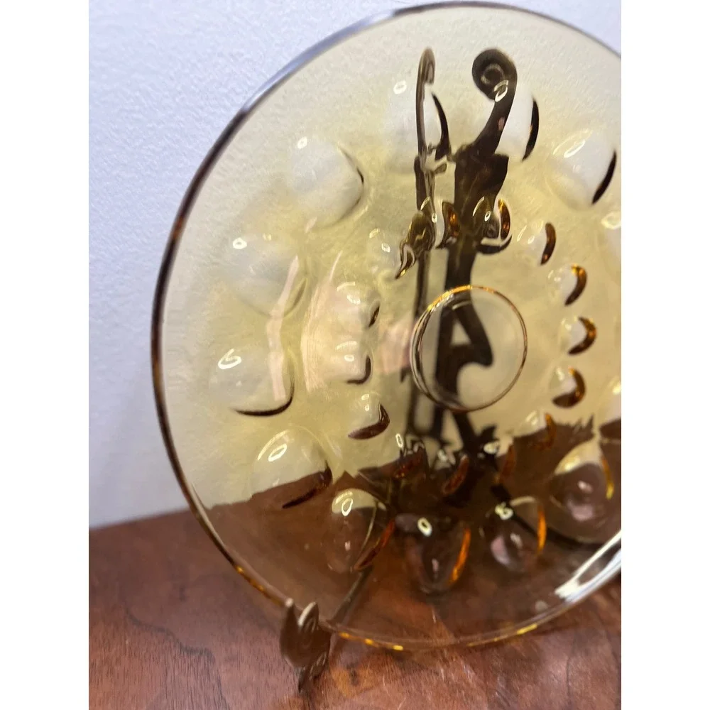 Hazel-Atlas Plate Reflection Glass Mid Century Amber Thumbprint 10-inch Vintage